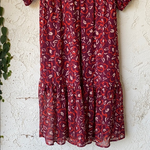 🎉HP🎉Kaari Blue Split Neck Midi Peasant Dress - Picture 6 of 8